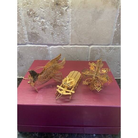 Danbury Mint 2007 23K Gold Electroplated Ornaments w Box 11 Total EUC - Picture 5 of 12